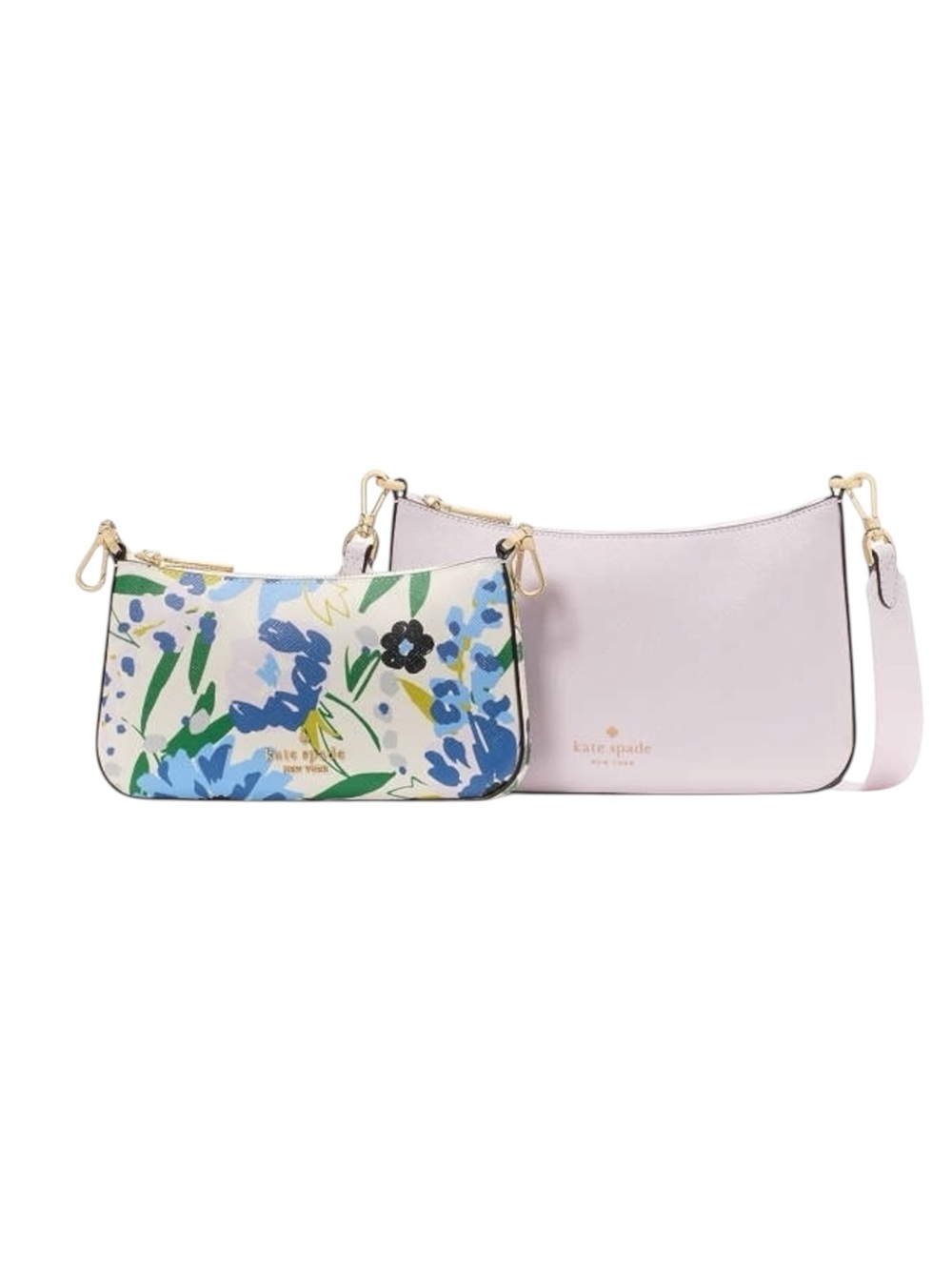 Kate Spade 2-in-1 Lilac & Blue Floral Convertible Crossbody Bag Set $349 MSRP